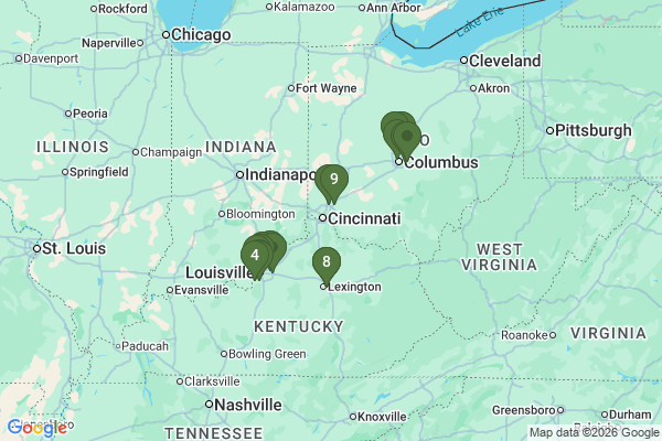 Map showing facility locations